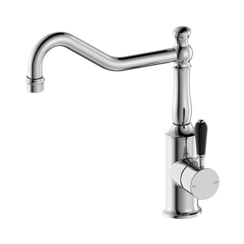 York Kitchen Mixer Hook Spout With Black Porcelain Lever