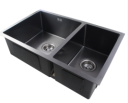 (C-600 Gold)Round Corner Stainless Steel Brushed Brass PVD Coating Single Bowl Kitchen Sink(with Bottom Tray) 600*450*230mm