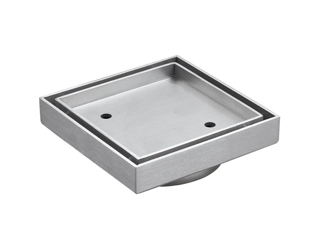 Brushed Chrome Square tile insert floor drain (75 mm outlet)D331BC