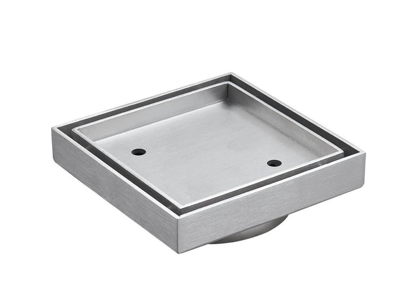 Brushed Chrome Square tile insert floor drain (75 mm outlet)D331BC