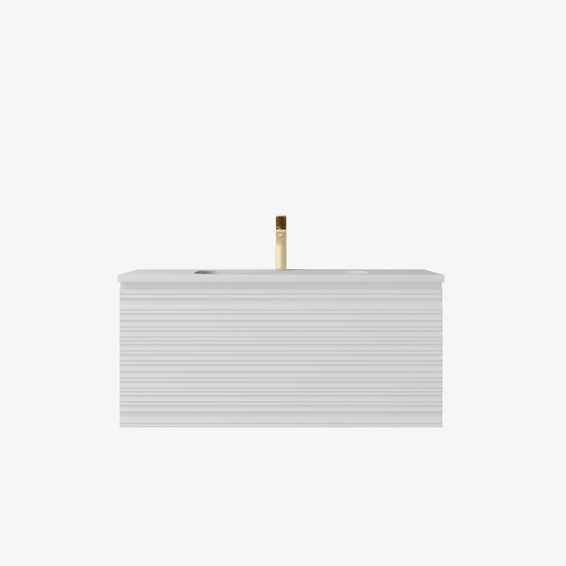 Sedona Matte White Fluted Wall Hung PVC Cabinet LK-MS600W-MW
