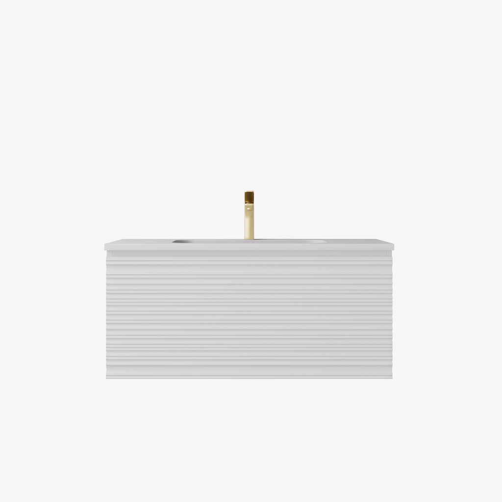 Sedona Matte White Fluted Wall Hung PVC Cabinet LK-MS750W-MW