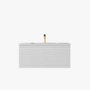 Sedona Matte White Fluted Wall Hung PVC Cabinet LK-MS750W-MW