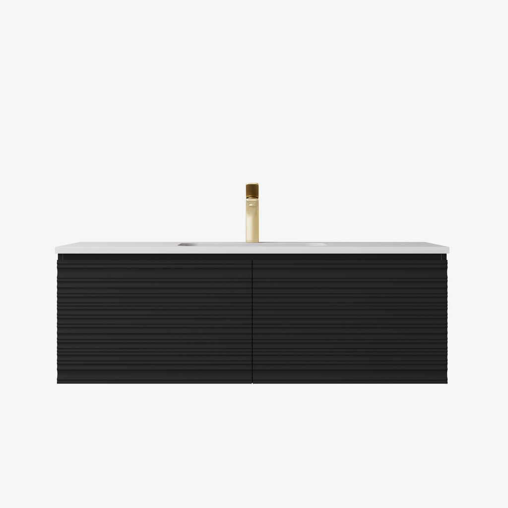 Sedona Matte Black Fluted Wall Hung PVC Cabinet LK-MS1221W-MB