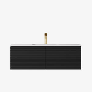 Sedona Matte Black Fluted Wall Hung PVC Cabinet LK-MS1221W-MB