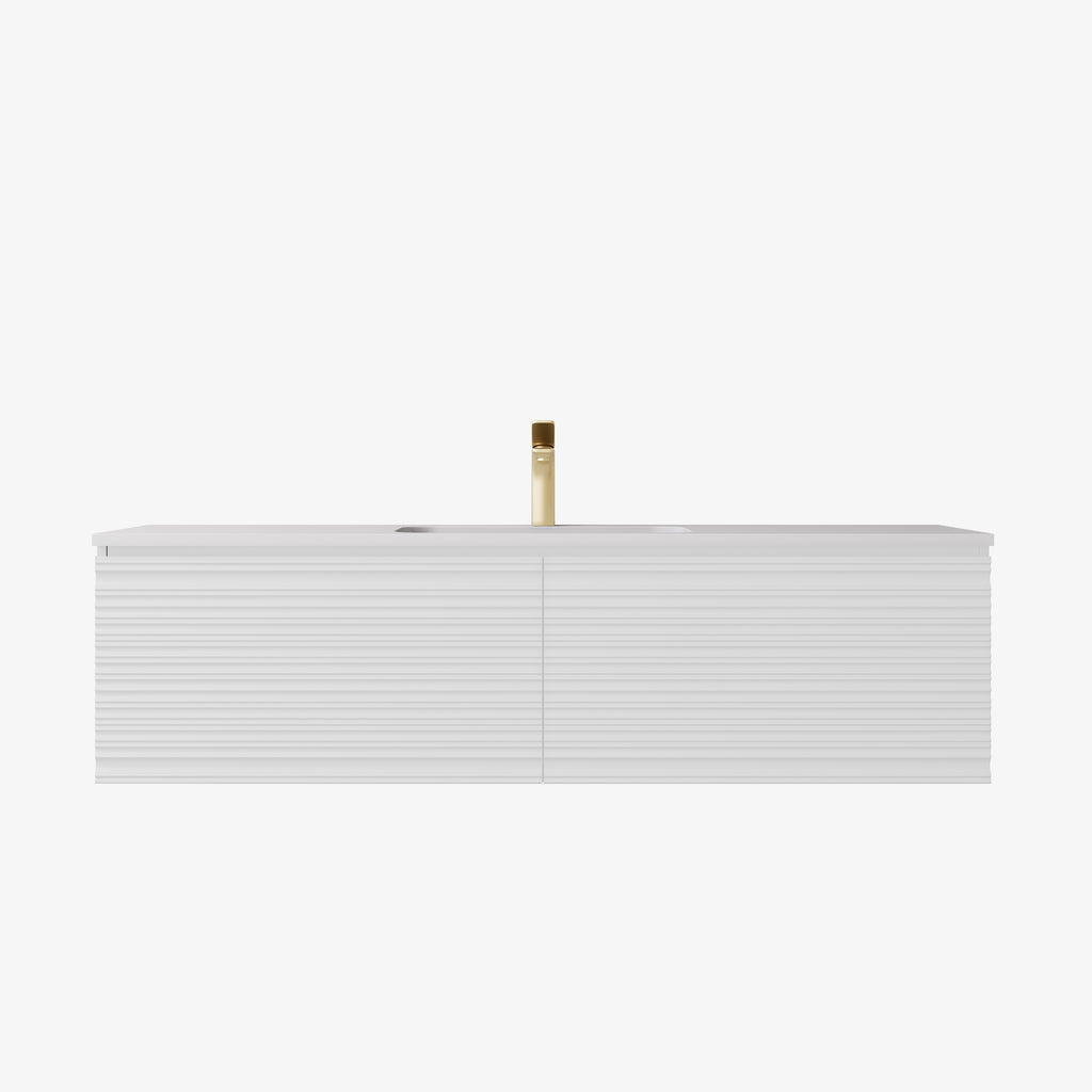 Sedona Matte White Fluted Wall Hung PVC Cabinet LK-MS1221W-MW