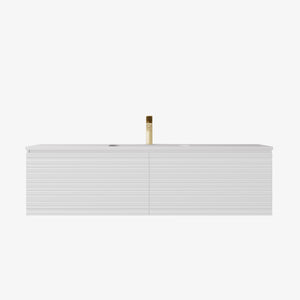 Sedona Matte White Fluted Wall Hung PVC Cabinet LK-MS1221W-MW