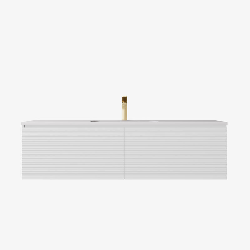 Sedona Matte White Fluted Wall Hung PVC Cabinet LK-MS1221W-MW