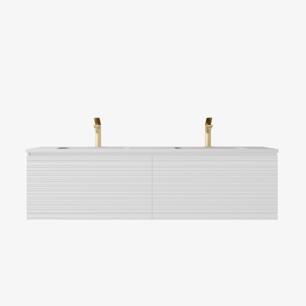 Sedona Matte White Fluted Wall Hung PVC Cabinet LK-MS1521W-MW