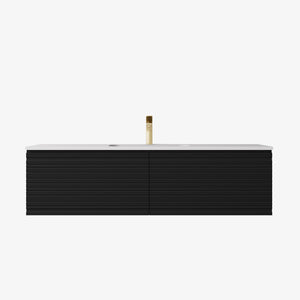 Sedona Matte Black Fluted Wall Hung PVC Cabinet LK-MS1521W-MB