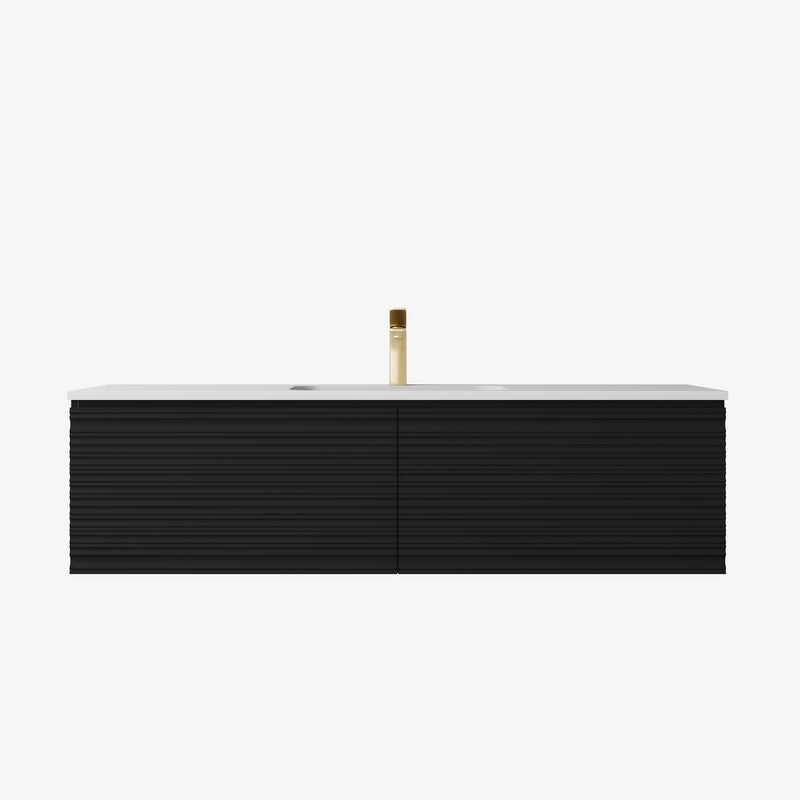 Sedona Matte Black Fluted Wall Hung PVC Cabinet LK-MS1521W-MB