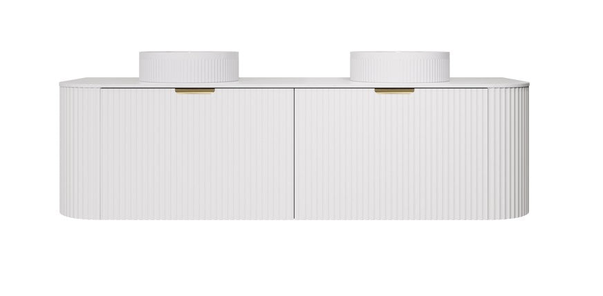 Agena Modern Fluted Cabinet Matte White LK-MA1500W-MW