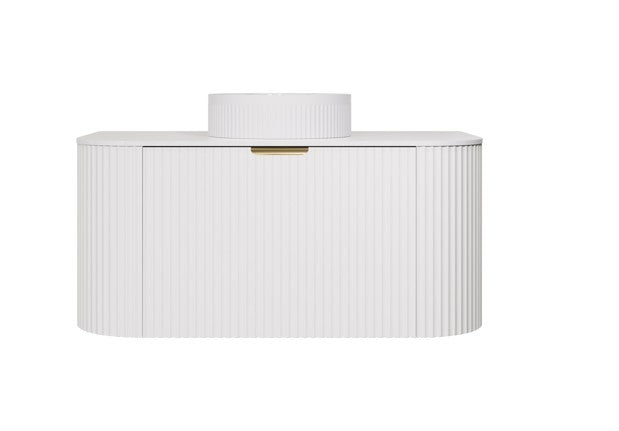 Agena Modern Fluted Cabinet Matte White LK-MA900W-MW