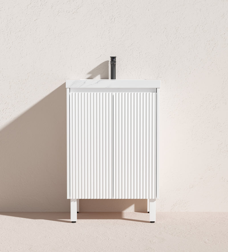Crete Modern Free Standing Vanity Matte White LK-MC64L-MW