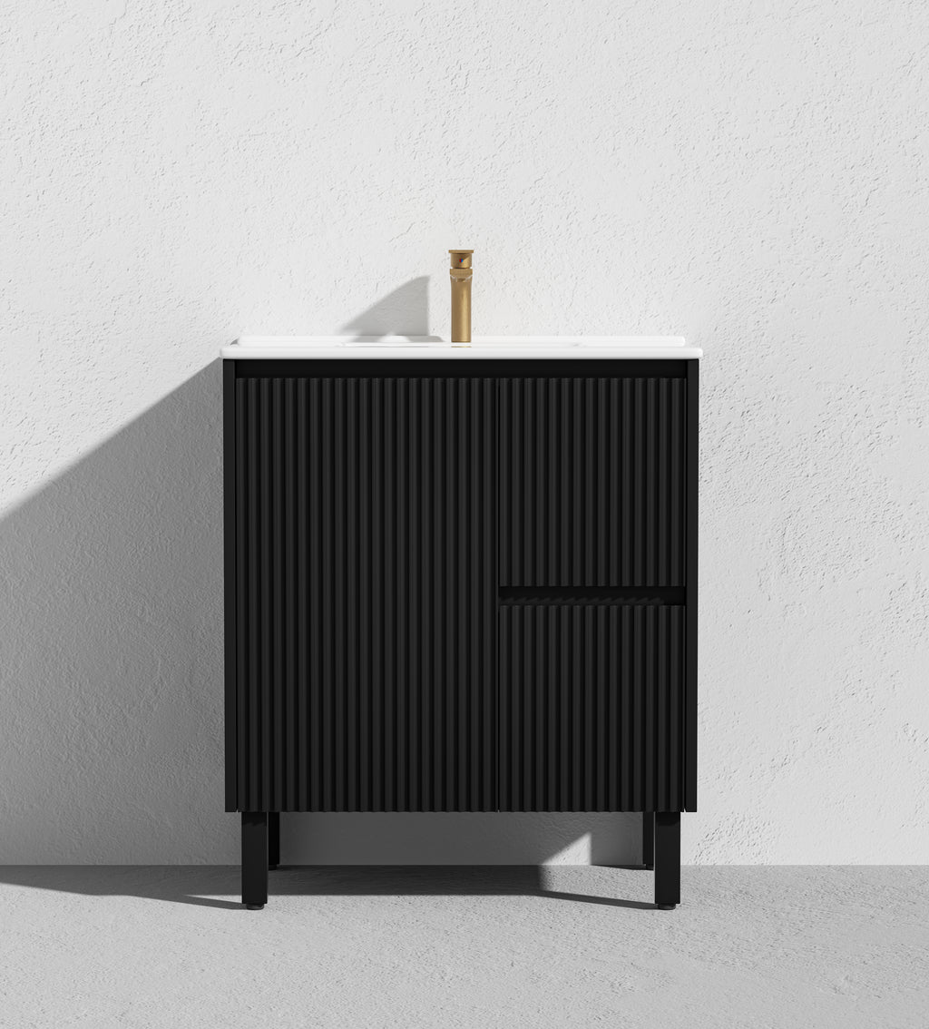 Crete Modern Free Standing Vanity Matte Black LK-MC74RL-MB