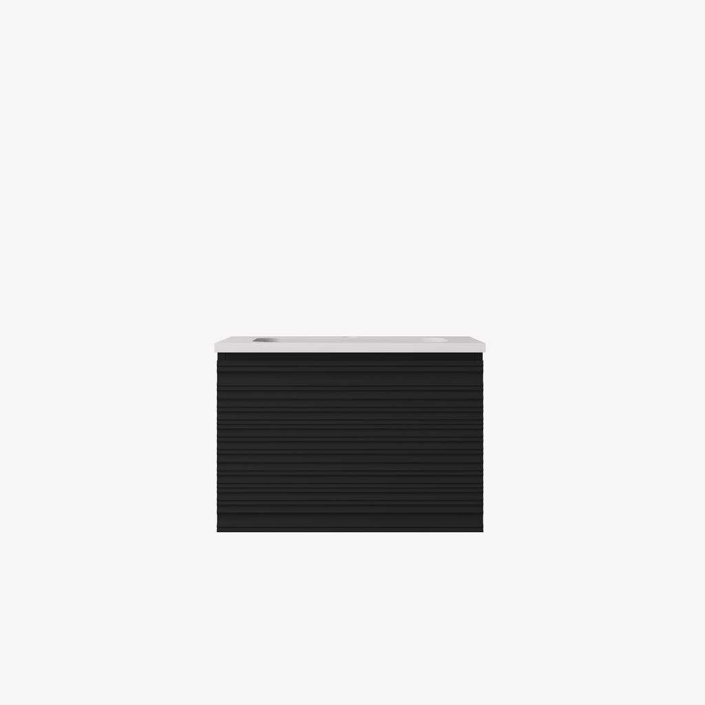Sedona Matte Black Fluted Wall Hung PVC Cabinet LK-MS600W-MB