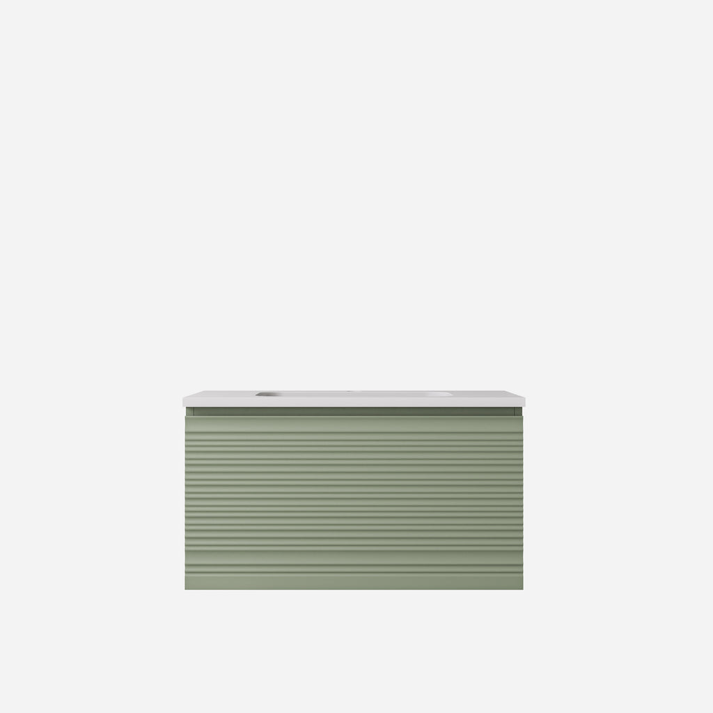 Sedona Olive Green Fluted Wall Hung PVC Cabinet LK-MS900W-OG