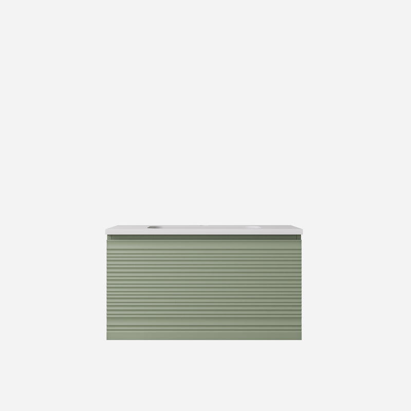 Sedona Olive Green Fluted Wall Hung PVC Cabinet LK-MS900W-OG