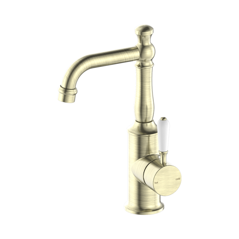 York Basin Mixer With White Porcelain Lever