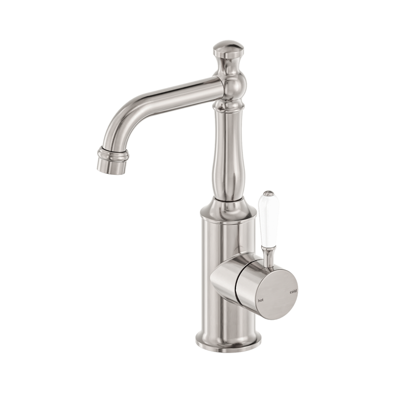 York Basin Mixer With White Porcelain Lever