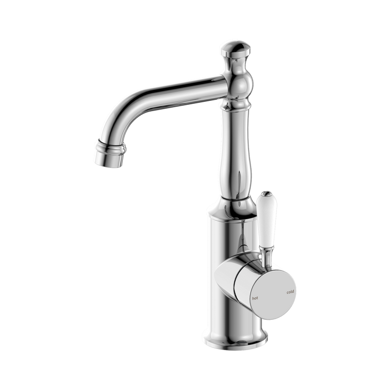 York Basin Mixer With White Porcelain Lever