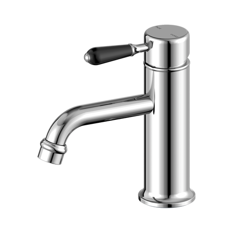 York Straight Basin Mixer With Black Porcelain Lever