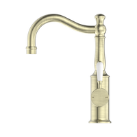 York Basin Mixer Hook Spout With White Porcelain Lever
