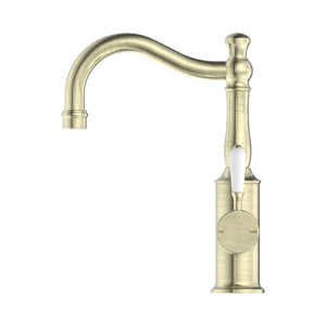 York Basin Mixer Hook Spout With White Porcelain Lever