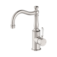 York Basin Mixer Hook Spout With White Porcelain Lever