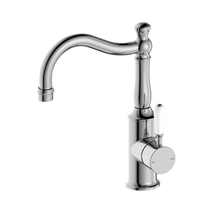 York Basin Mixer Hook Spout With White Porcelain Lever