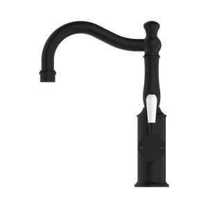 York Basin Mixer Hook Spout With White Porcelain Lever
