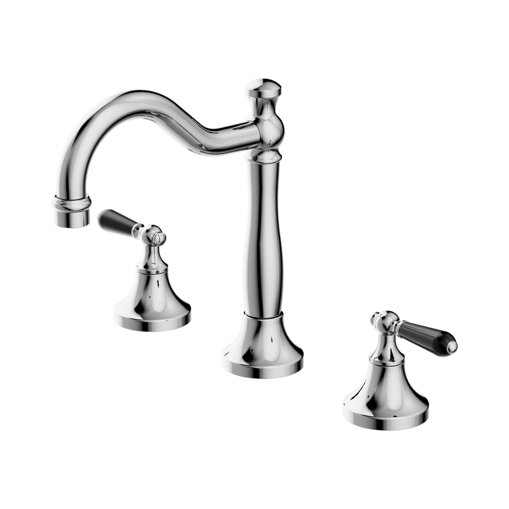 York Basin Set With Black Porcelain Lever