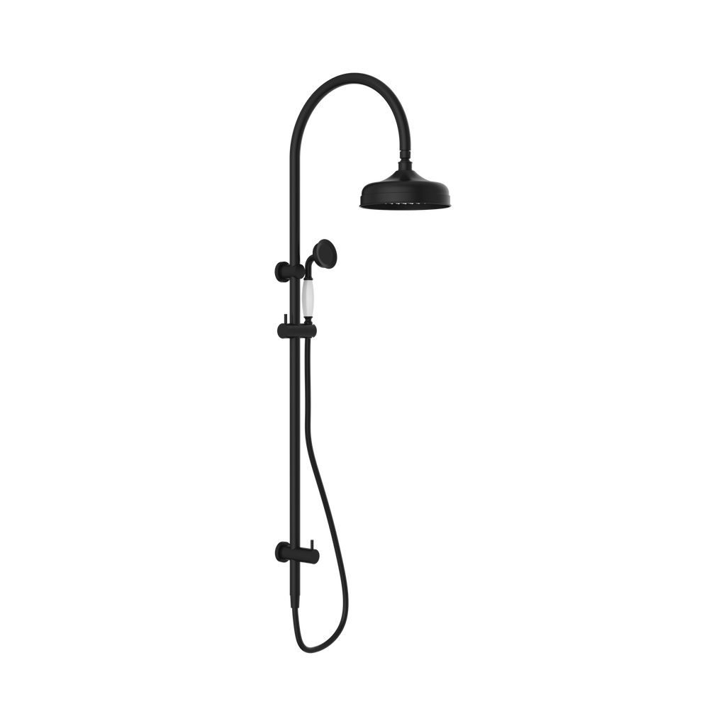 York Twin Shower With White Porcelain Hand Shower