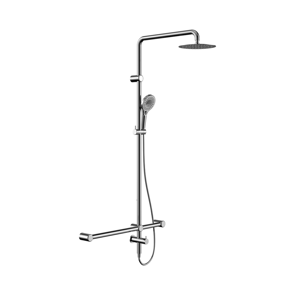 Mecca Care 32Mm T Bar Grab Rail 1100X750Mm Twin Shower Set