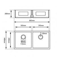 CH8644.KS 1.2mm Handmade Double Bowls Top-Undermount Kitchen Sink 865X440X200mm AQ