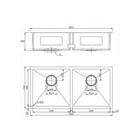 CH8644R.KS 1.2mm Handmade Double Bowls Top-Undermount Kitchen Sink Round Corner 865x440x200mm AQ