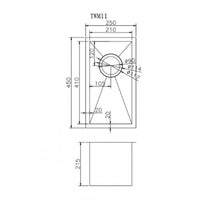 TWM11 1.2mm Handmade Top-Undermount Single Bowl Kitchen Sink 250x450x215mm AQ