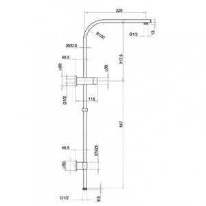 GM2130.SH 10'' Square Gun Metal Grey Shower Station Top Water Inlet AQ