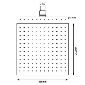 OX0144.SH 255mm 10” ABS Black Square Rainfall Shower Head AQ