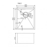 TWM12 390x450x215mm 1.2mm Handmade Top-Undermount Single Bowl Kitchen Sink AQ