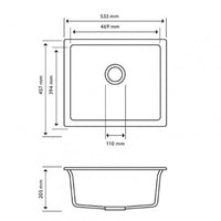 TWM-MSG 457 x 406 x 200mm Carysil Concrete Grey Single Bowl Granite Stone Kitchen-Laundry Sink Top-Flush-Under Mount AQ