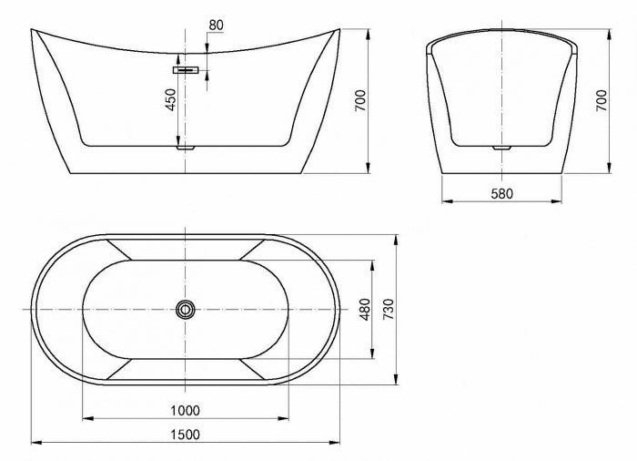 VIVA HIGHBACK BATHTUB BLACK