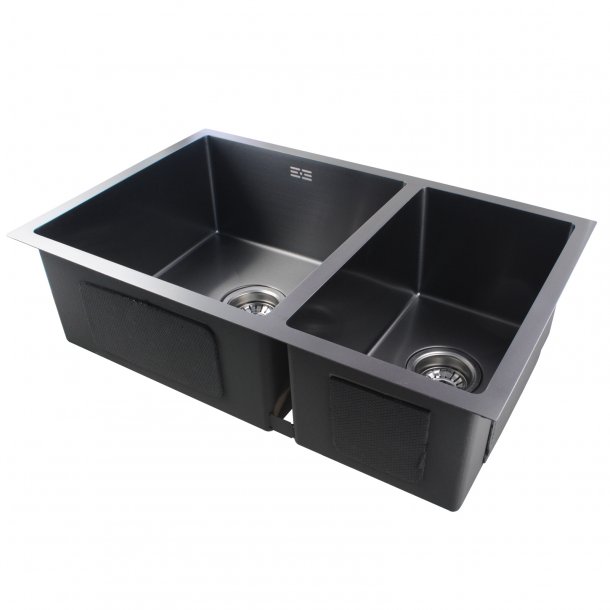 OX7145R.KS 1.2mm Handmade Concrete Grey Round Corners Double Bowls Top -Undermount - Flush Mount Kitchen Sink 715x450x200mm AQ