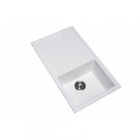 TWMD-100W 860 x 500 x 205mm Carysil White Single Bowl With Drainer Board Granite Kitchen Sink Top-Flush-Under Mount AQ