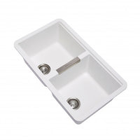 TWM3322-W 824 x 481 x 241mm Carysil White Double Bowls Granite Undermount Kitchen Sink AQ