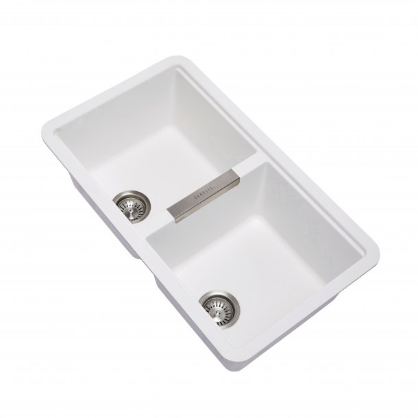 TWM3322-W 824 x 481 x 241mm Carysil White Double Bowls Granite Undermount Kitchen Sink AQ