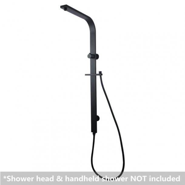 OX2150.SH.N+OX0100.SH+OX-S8.HHS 8 inch Square Black Wide Rail Shower Station Top Water Inlet with 3 Functions Handheld AQ