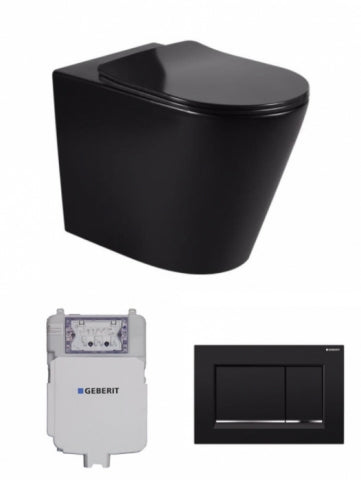 ALZANO WALL FACE PAN BLACK GEBERIT SET