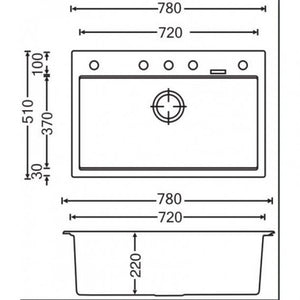 TWMW780-G 780 x 510 x 220mm Carysil Concrete Grey Single Bowl Granite Stone Kitchen Sink Top-Under Mount Concrete Grey AQ