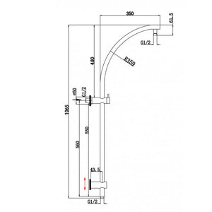 OX2128.SH.N+OX0119.SH+OX-R2.HHS 8' Round Black Shower Station Top Inlet